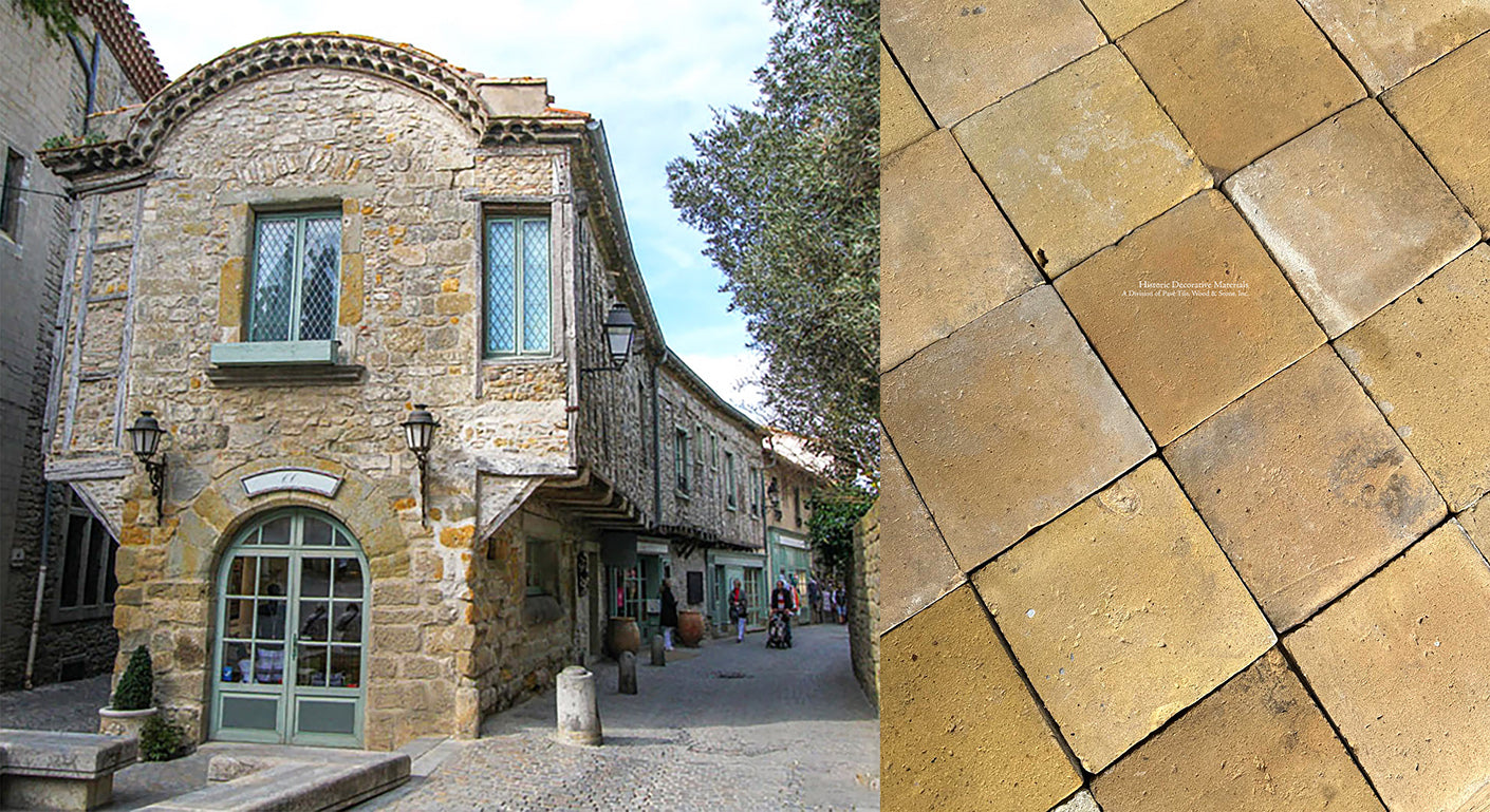 French stone cottages often have antique French terra cotta tiles installed in their kitchens.