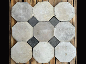 Antique Parisian French Grey Limestone Octagon + Antique Gray Terra Cotta Tile Cabochon is the historic entryway tile you've been wanting.