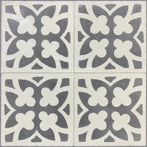 Catalan Farmhouse 1850 Antiqued Cement Tile -  Lucky Clover: Stone + Authentic Olde White