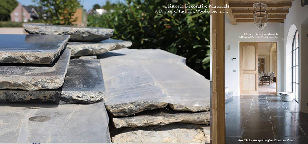 The blue back patina of Antique Belgian bluestone creates handsome interiors.