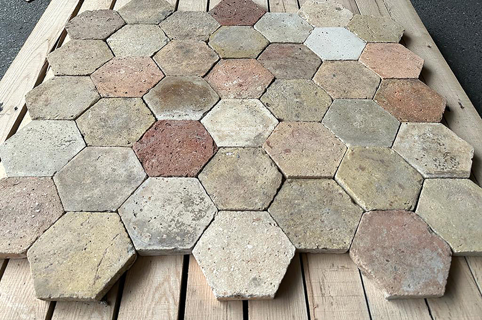 Yvoire-Haute-Savoie French Reclaimed Terra Cotta Tile Hexagons