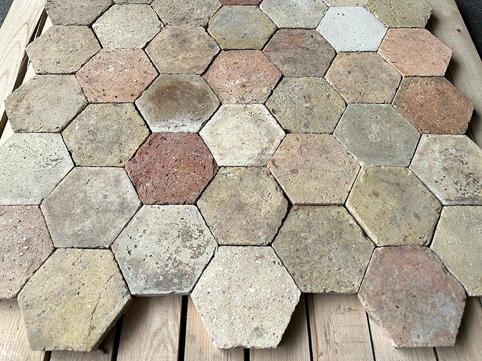 Yvoire-Haute-Savoie French Reclaimed Terra Cotta Tile Hexagons