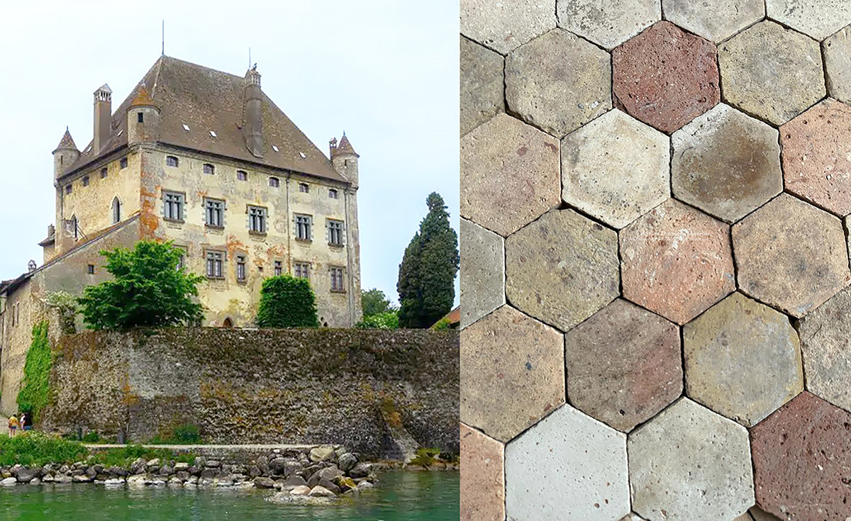 Yvoire-Haute-Savoie French Reclaimed Terra Cotta Tile Hexagons