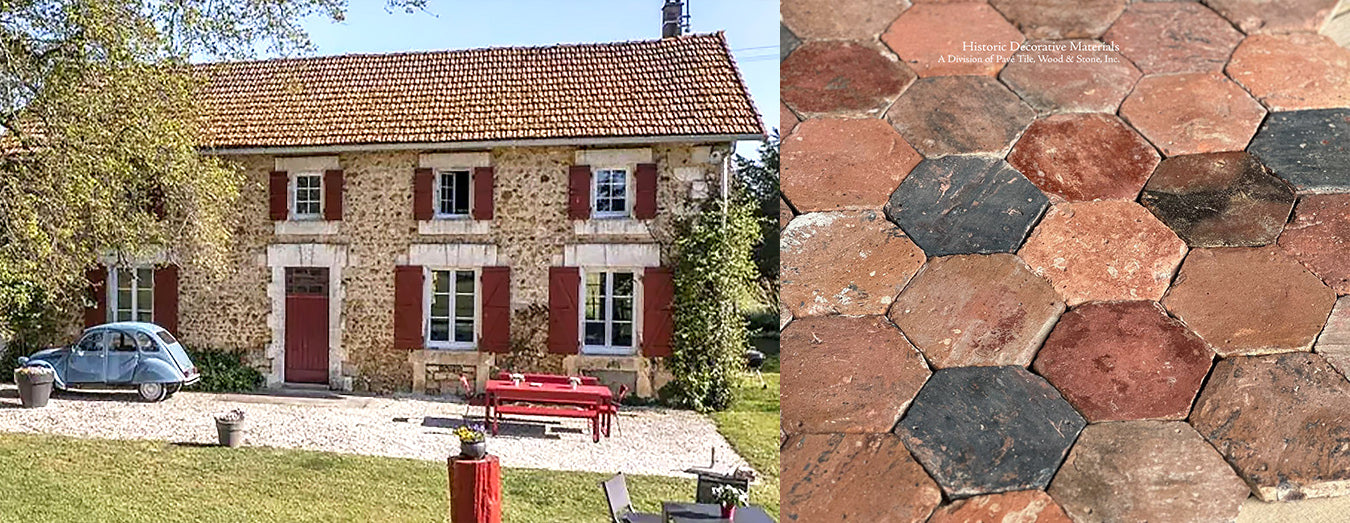 Collonges-la-Rouge French Reclaimed Terra Cotta Tile Hexagon PA 285