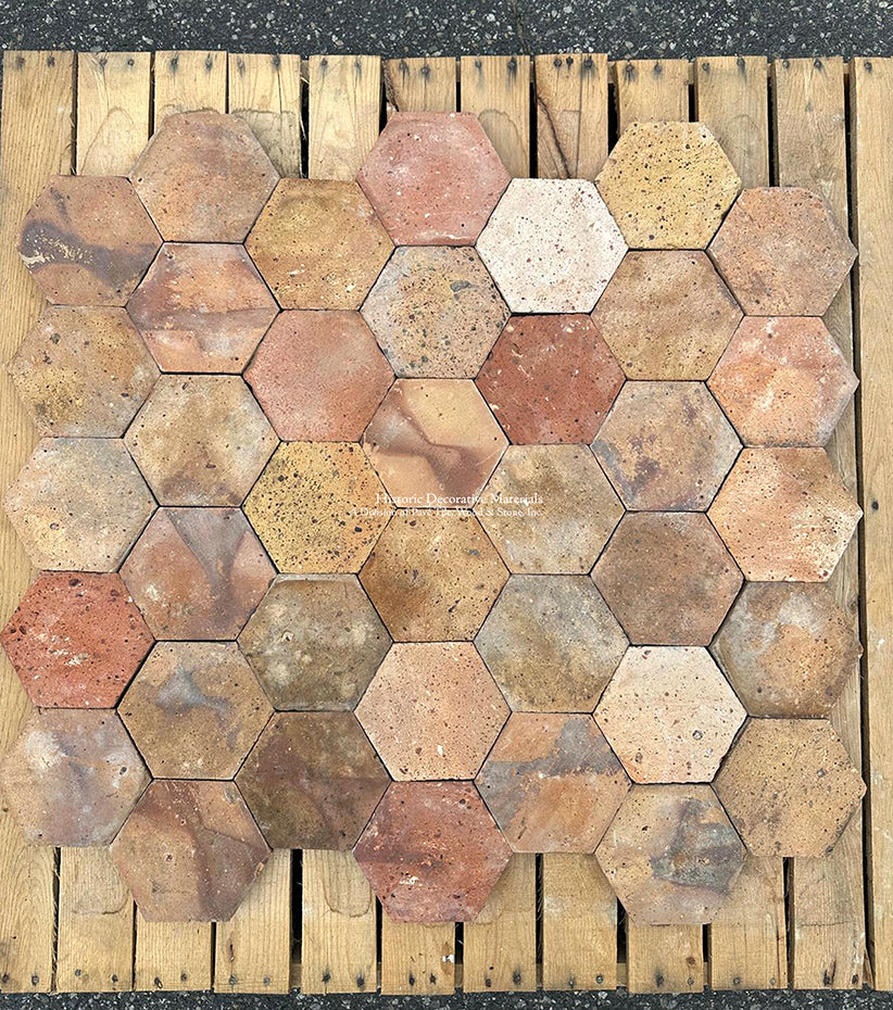 Hautvillers French Reclaimed Terra Cotta Tile Hexagons