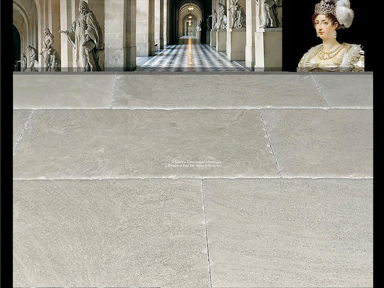 The neutral soft color palette of Antique French Limestone Floors creates elegant interiors.