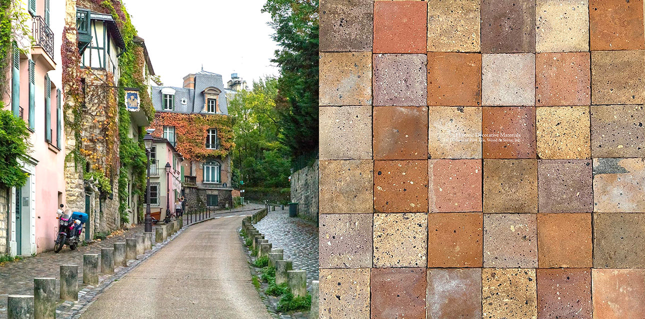 Enjoy color for your country house kitchen  and install French reclaimed terra cotta tiles.