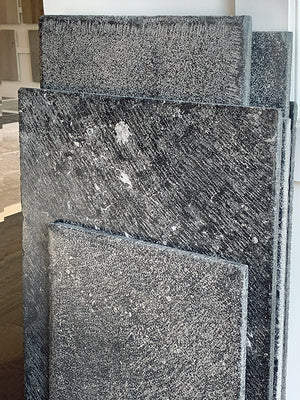 Olde Stones of Oud-Rekem Antiqued Belgian Bluestone Flooring - as seen in the Pavé Tile, Wood & Stone, Inc. Showroom