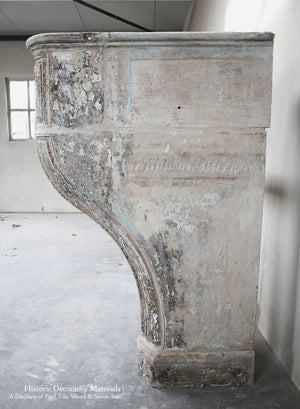 18th Century Louis XIV French Limestone Fireplace Mantel