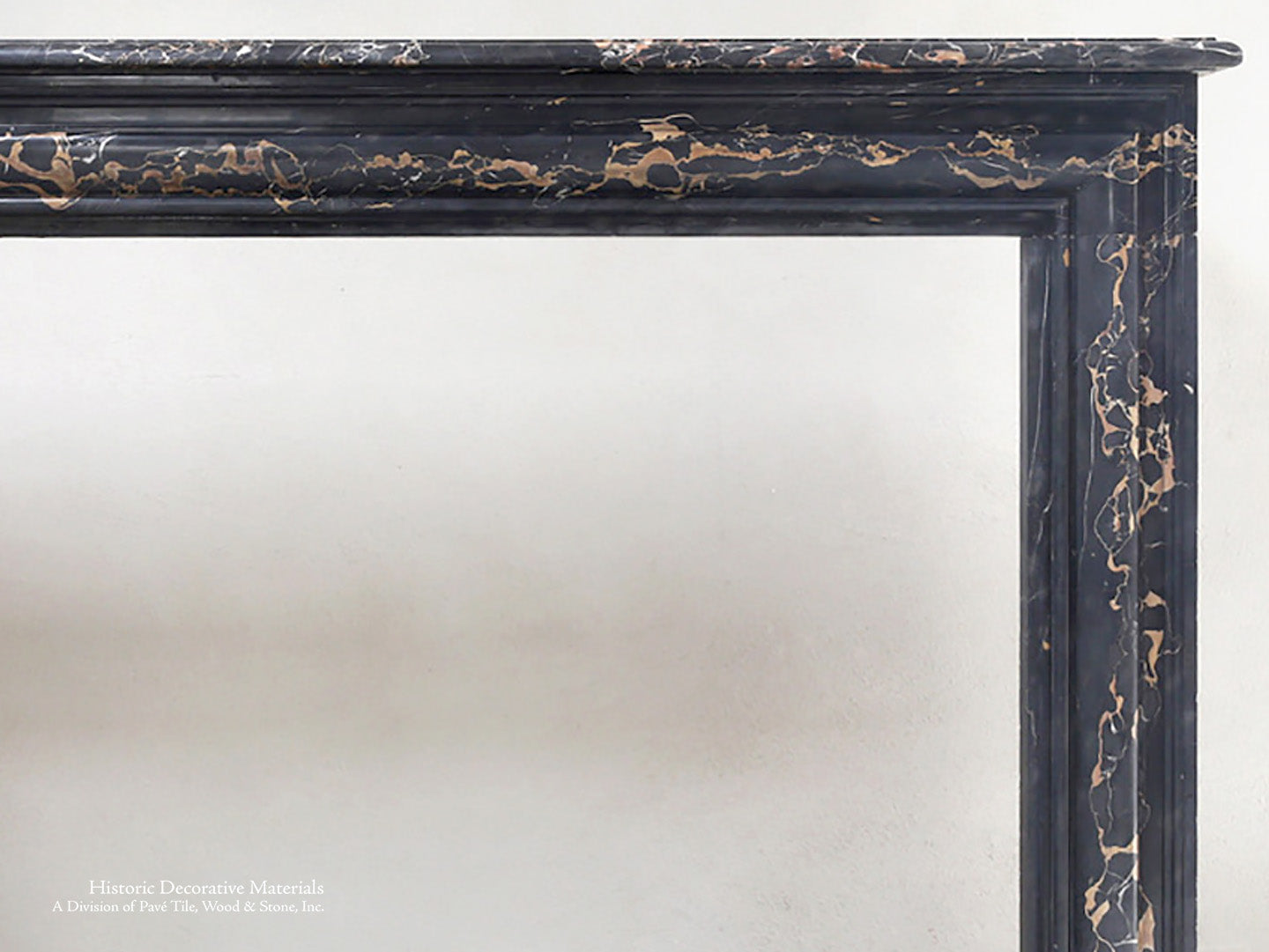 19th Century French Boudain Style Fireplace Mantel in Portoro Marble 