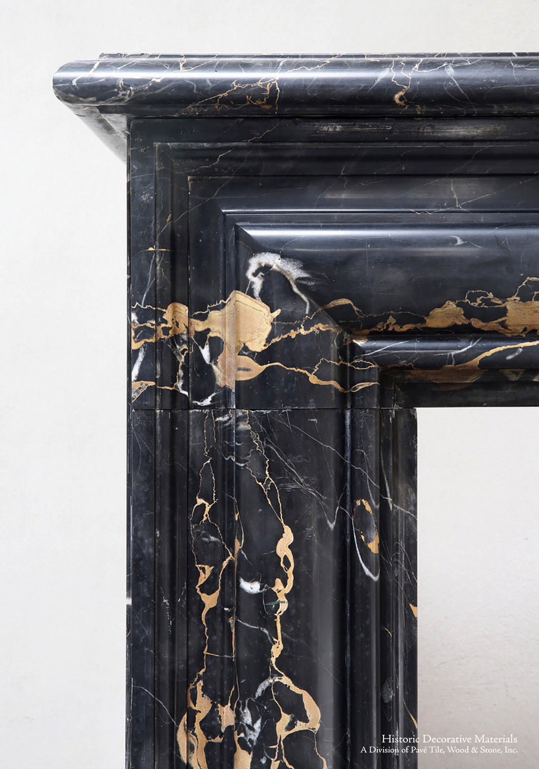 19th Century French Boudain Style Fireplace Mantel in Portoro Marble 
