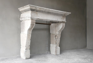 Louis XII Antique French Burgundy Limestone Fireplace Mantel