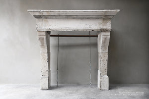 Louis XII Antique French Burgundy Limestone Fireplace Mantel