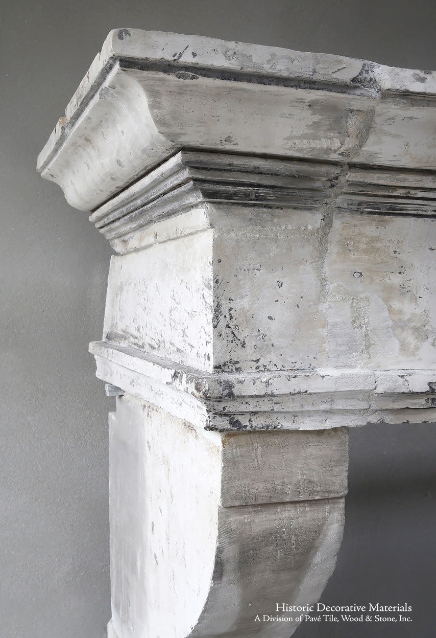 Louis XII Antique French Burgundy Limestone Fireplace Mantel