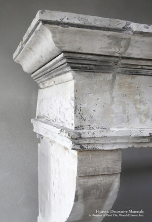 Louis XII Antique French Burgundy Limestone Fireplace Mantel