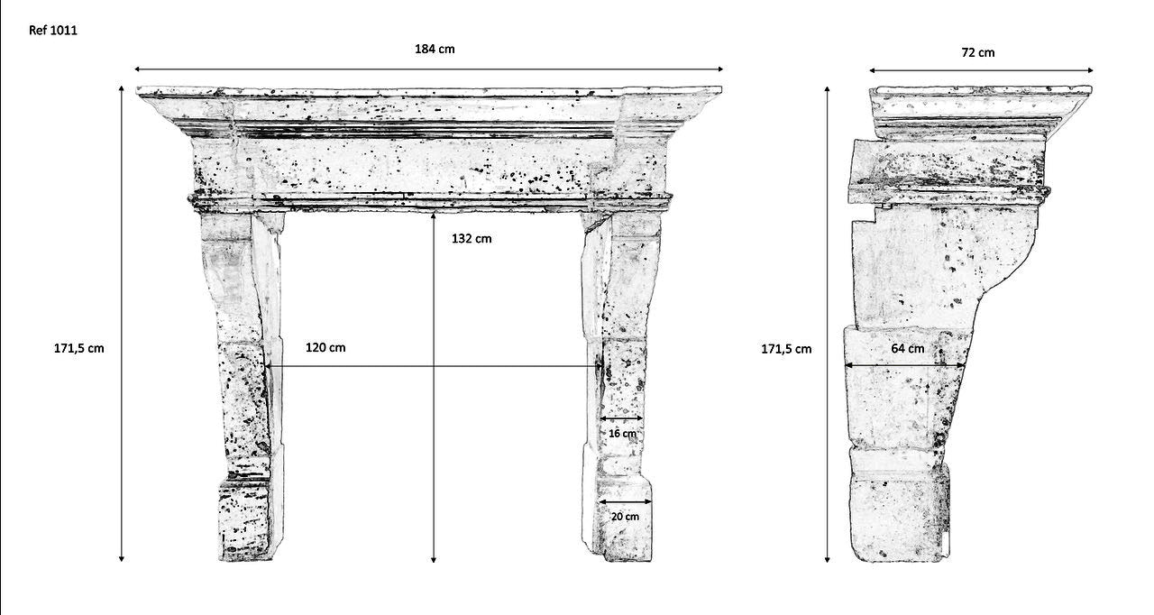 Louis XII Antique French Burgundy Limestone Fireplace Mantel