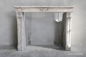 19th Century French Limestone Louis XIV Fireplace Mantel for Interiors