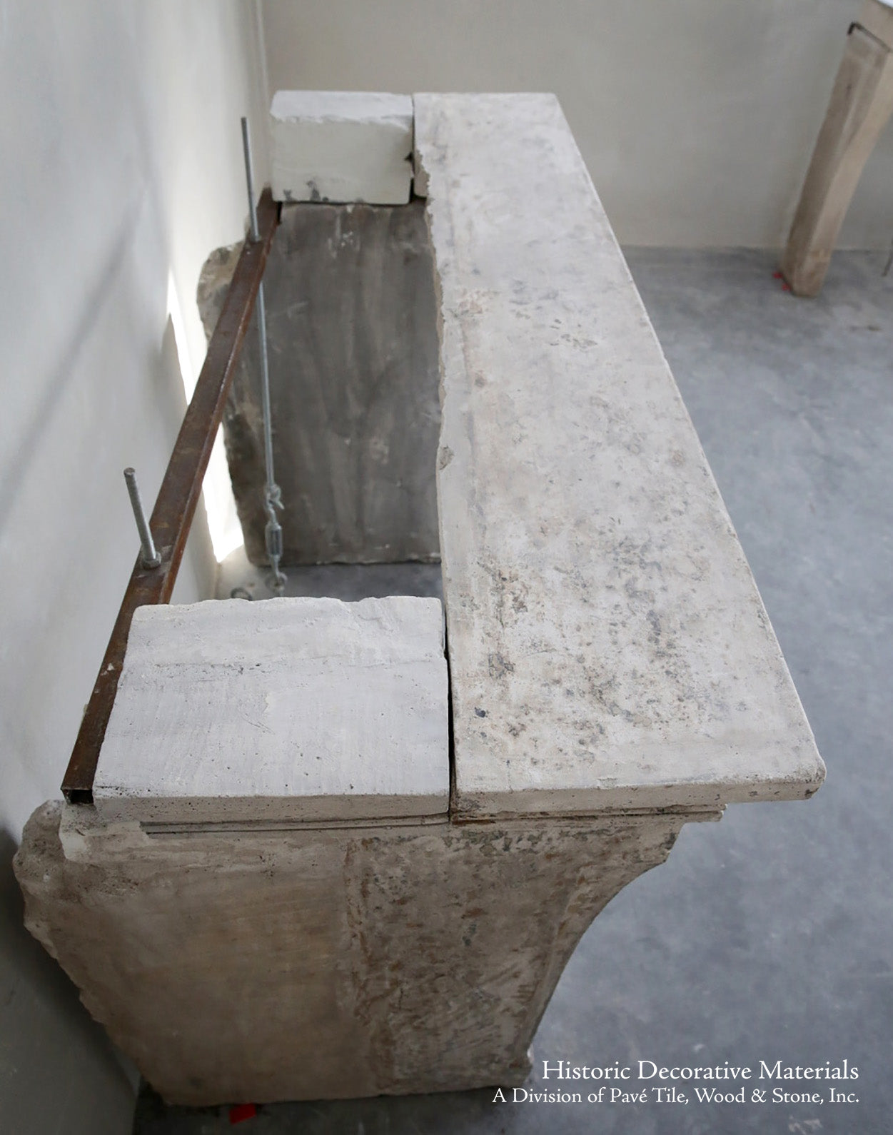 La Maison Française Antique French Stone Fireplace Mantel - Mantel Pavé 104 - SOLD
