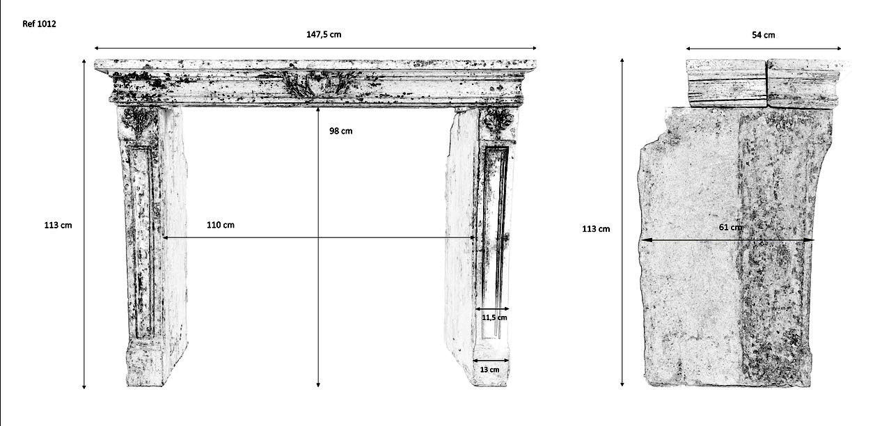 19th Century French Limestone Louis XIV Fireplace Mantel for Interiors