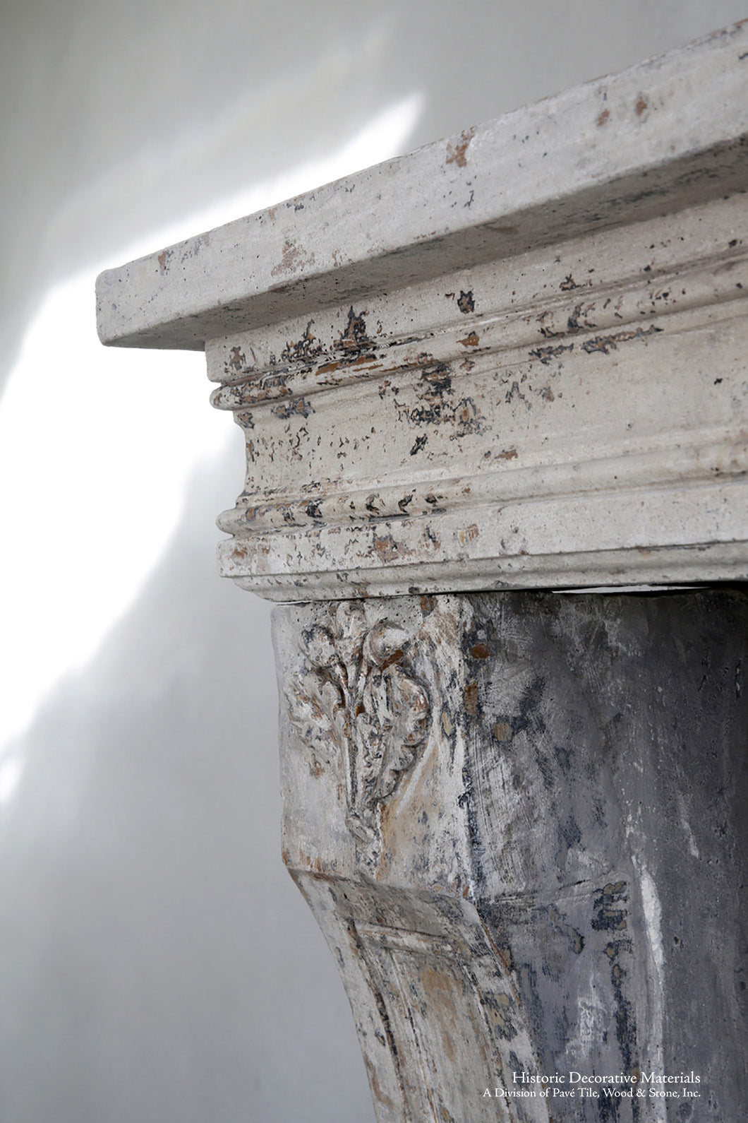 19th Century French Limestone Louis XIV Fireplace Mantel for Interiors