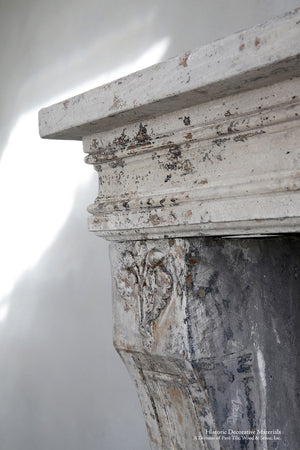 19th Century French Limestone Louis XIV Fireplace Mantel for Interiors