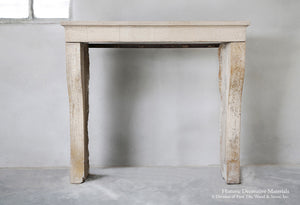 19th Century French Limestone Campagnarde Style Fireplace Mantel