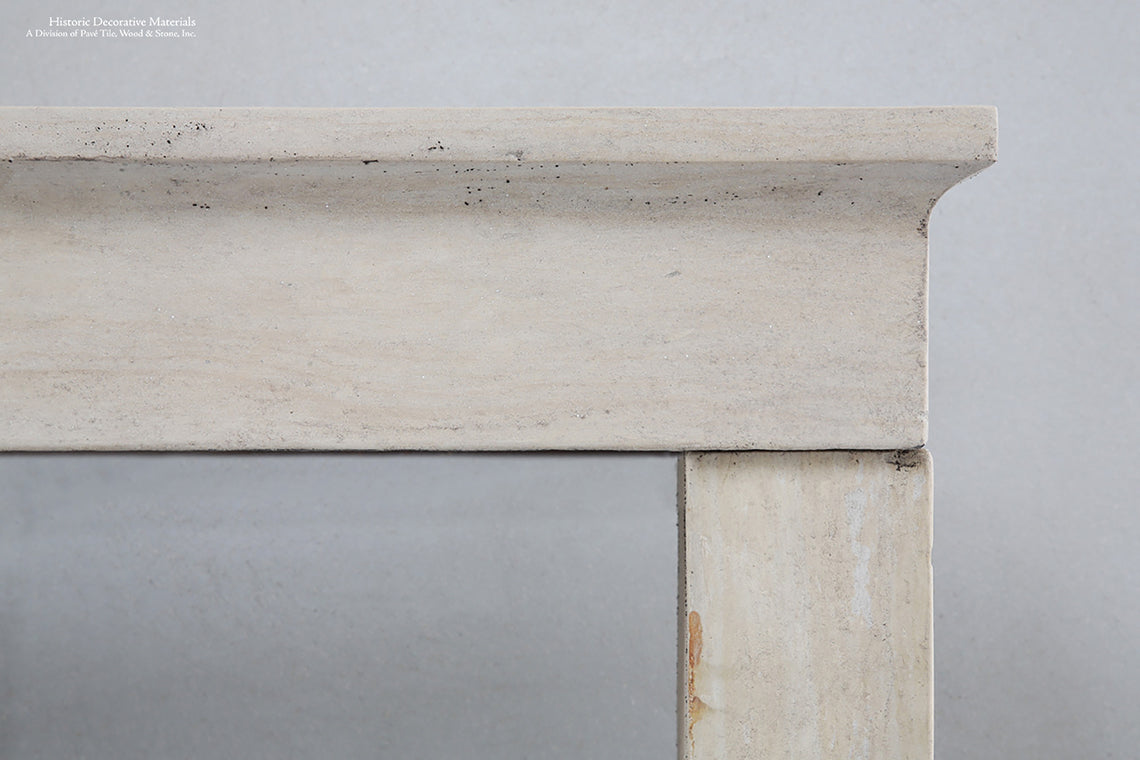 19th Century French Bourgogne Limestone Campagnarde Style Fireplace Mantel