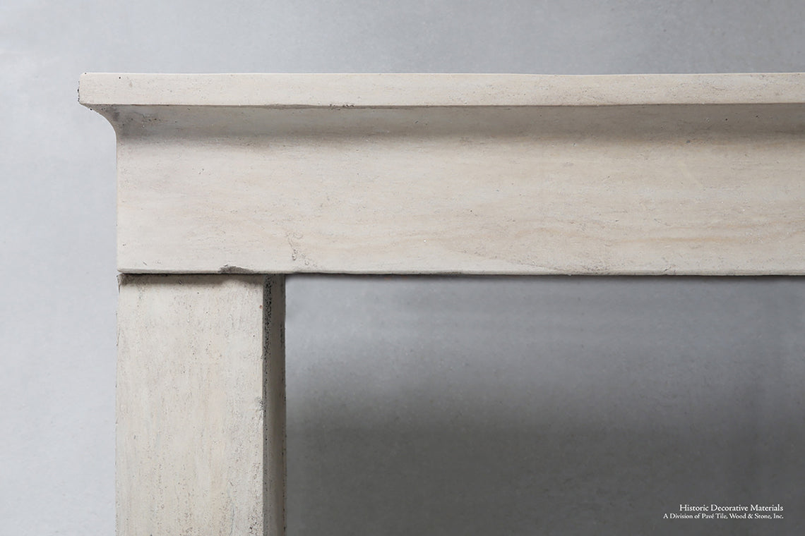 19th Century French Bourgogne Limestone Campagnarde Style Fireplace Mantel