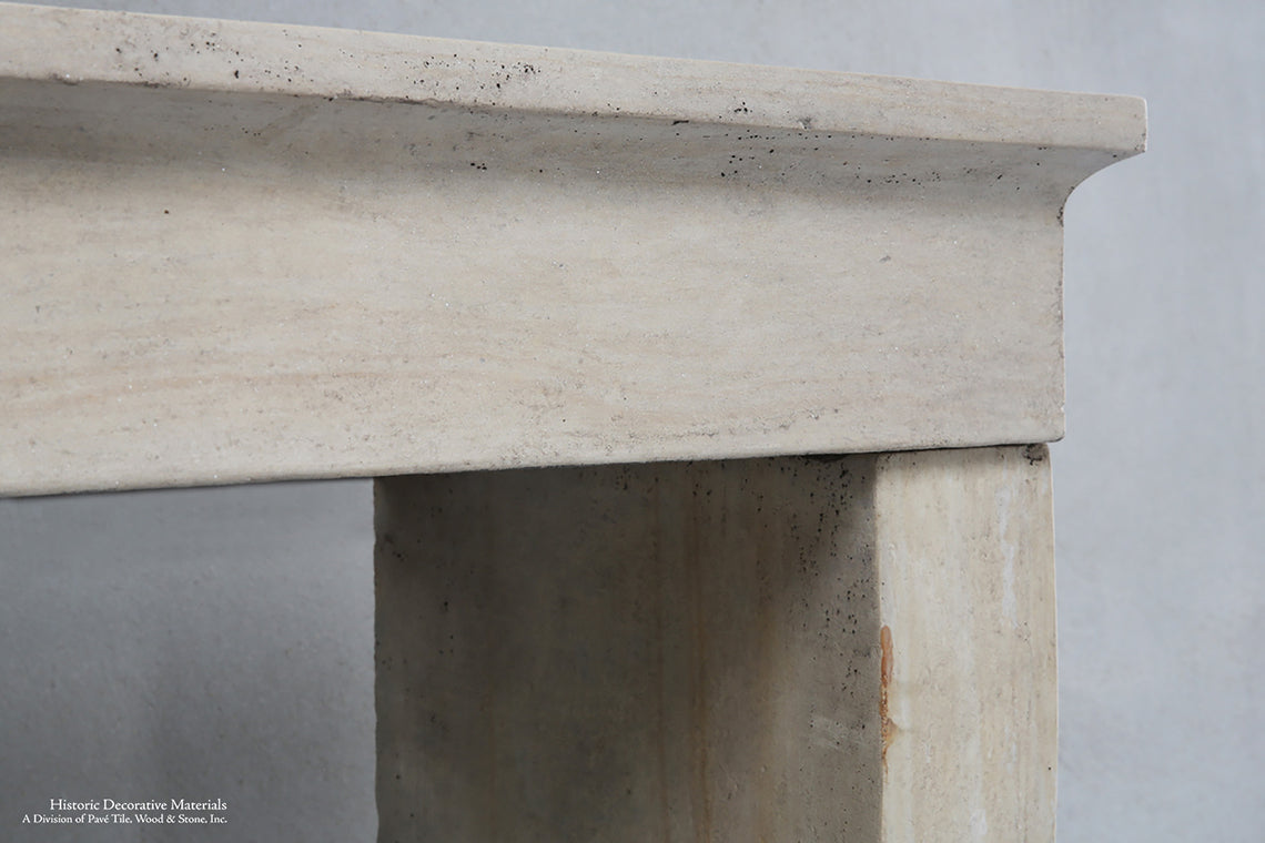19th Century French Bourgogne Limestone Campagnarde Style Fireplace Mantel