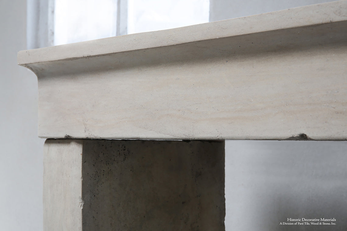 19th Century French Bourgogne Limestone Campagnarde Style Fireplace Mantel