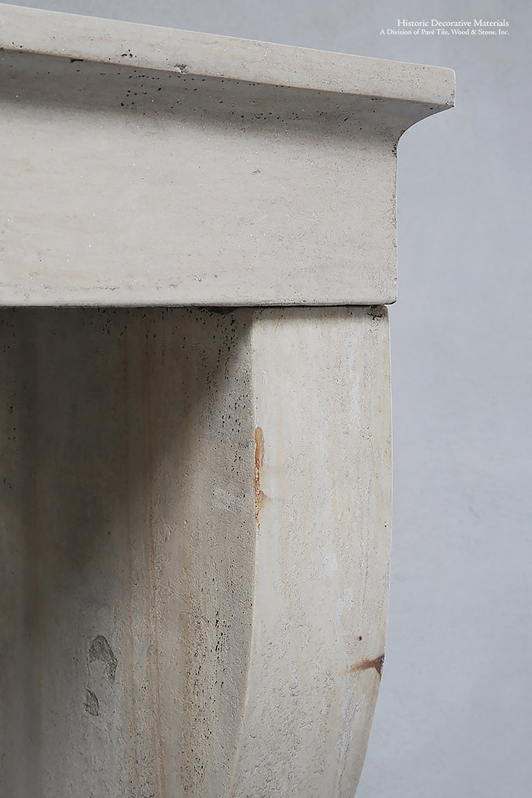 19th Century French Bourgogne Limestone Campagnarde Style Fireplace Mantel
