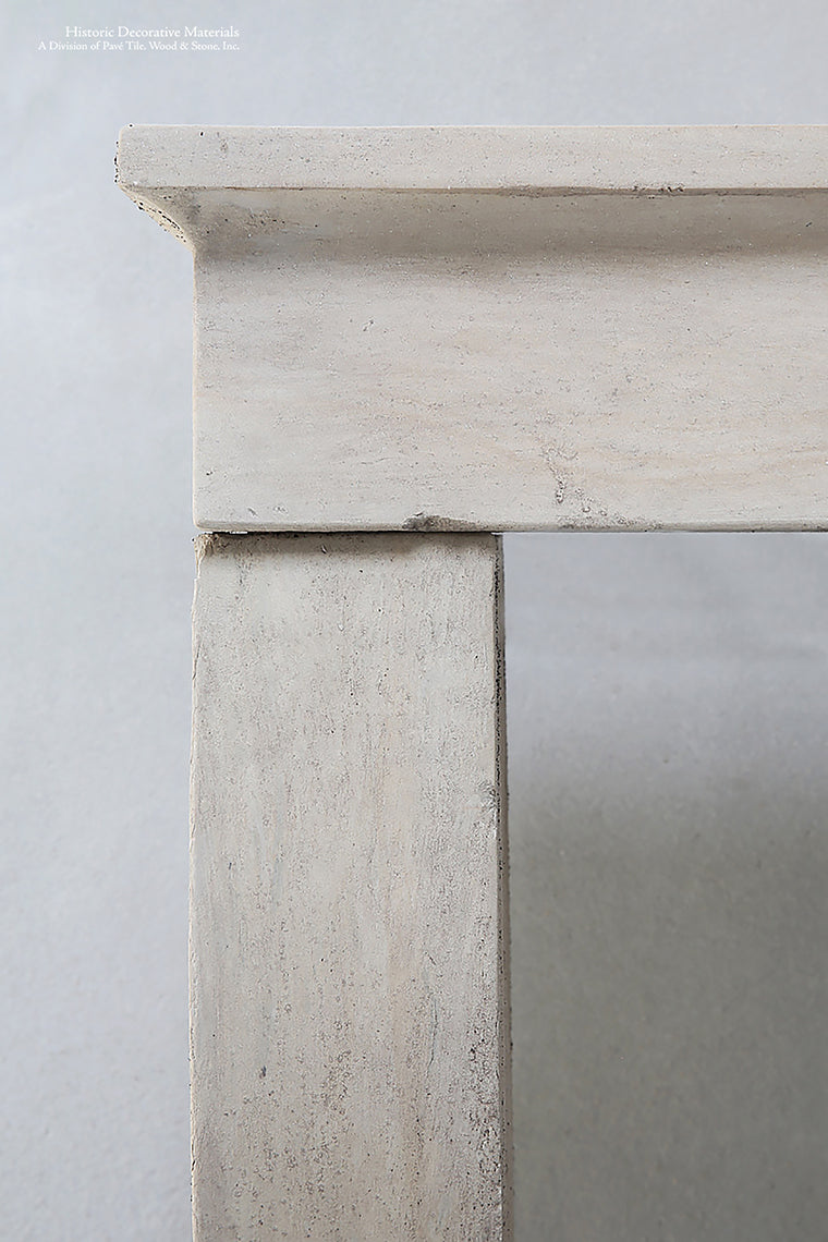 19th Century French Bourgogne Limestone Campagnarde Style Fireplace Mantel