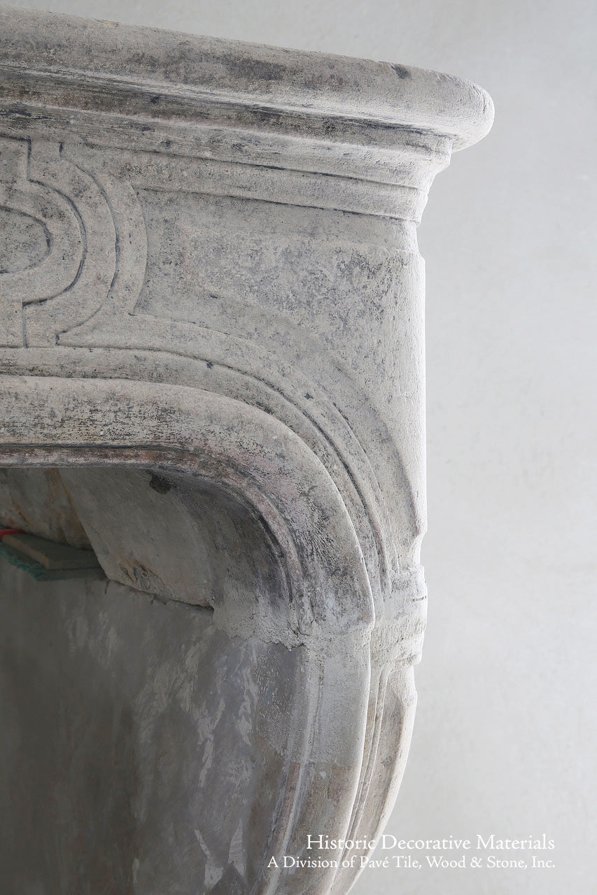 19th Century French Limestone Louis XIV Fireplace Mantel