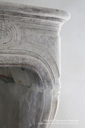19th Century French Limestone Louis XIV Fireplace Mantel