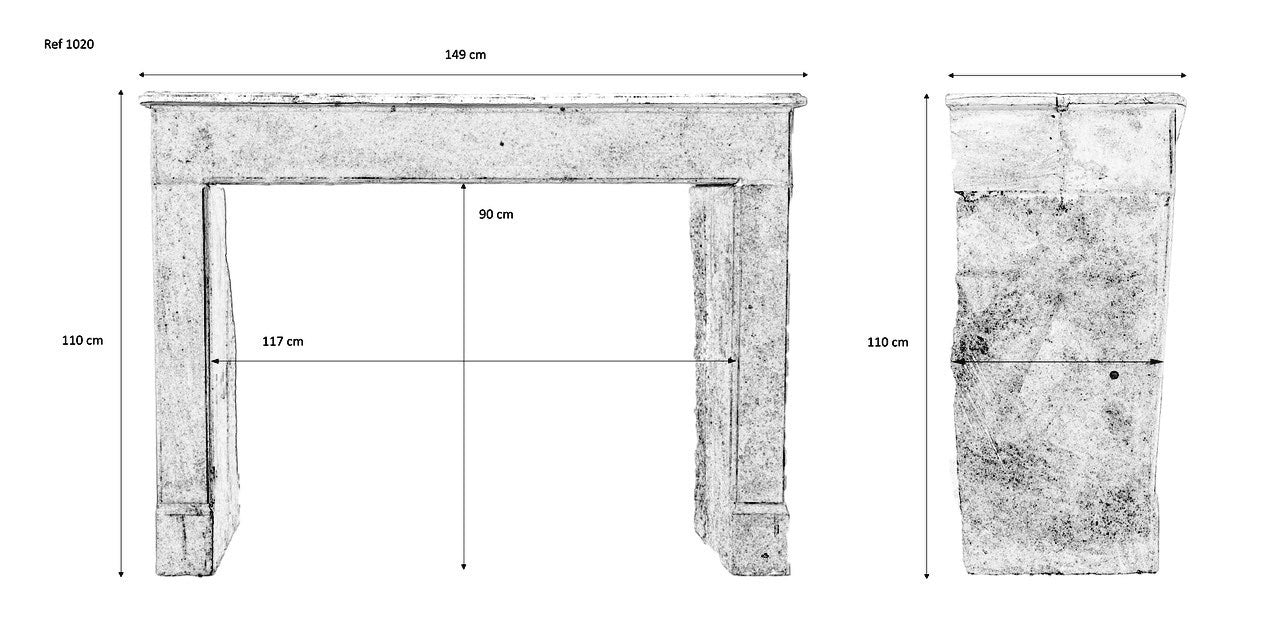19th Century French Limestone Campagnarde Style Fireplace Mantel