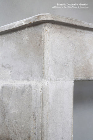 19th Century French Limestone Campagnarde Style Fireplace Mantel