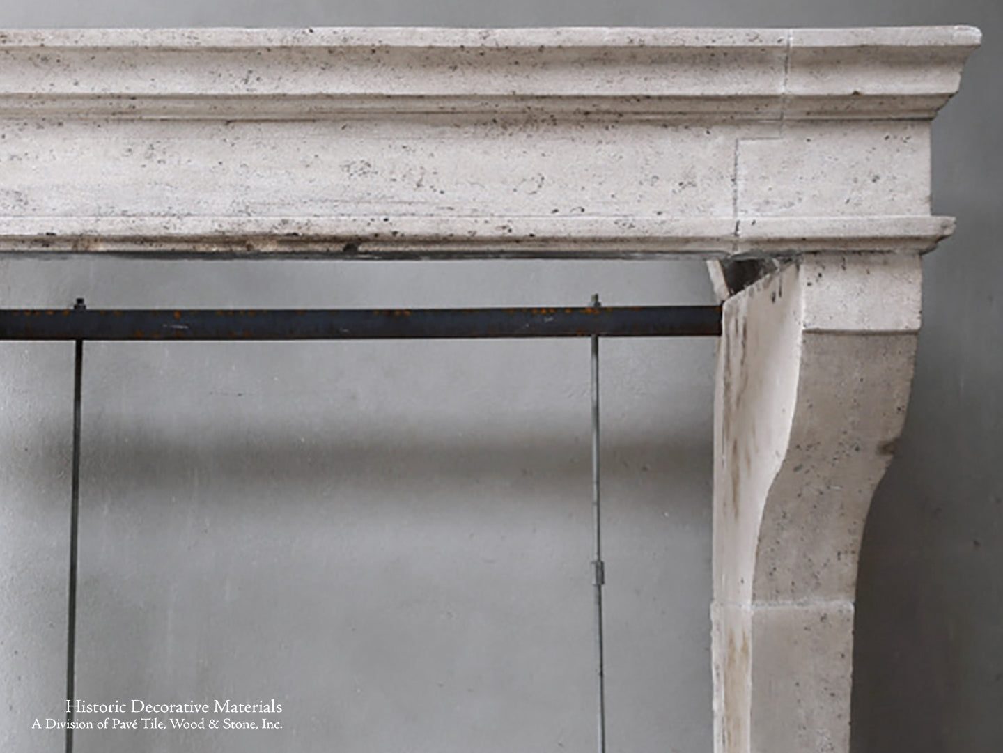 19th Century French Burgundy Limestone Fireplace Mantel Campagnarde Style