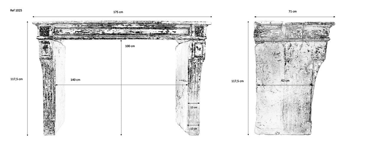 19th Century French Limestone Louis XVI Style Fireplace Mantel from Burgundy, France