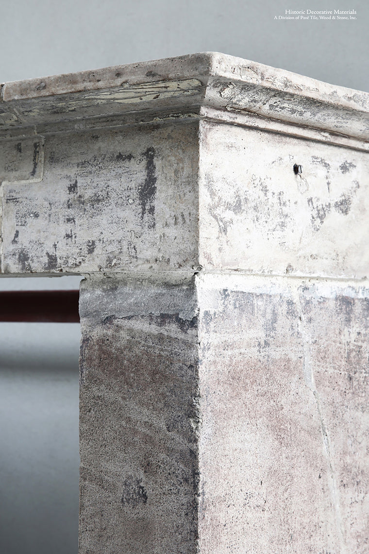 19th Century French Bourgogne Limestone Campagnarde Style Fireplace Mantel