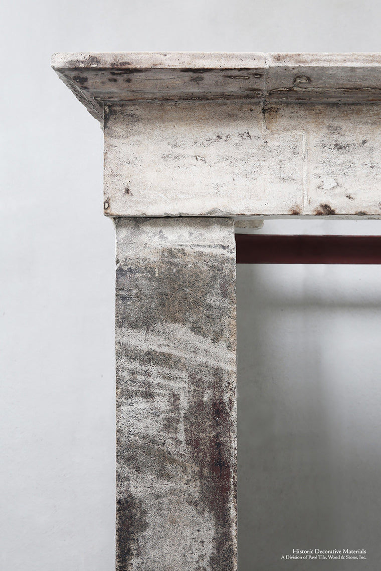 19th Century French Bourgogne Limestone Campagnarde Style Fireplace Mantel