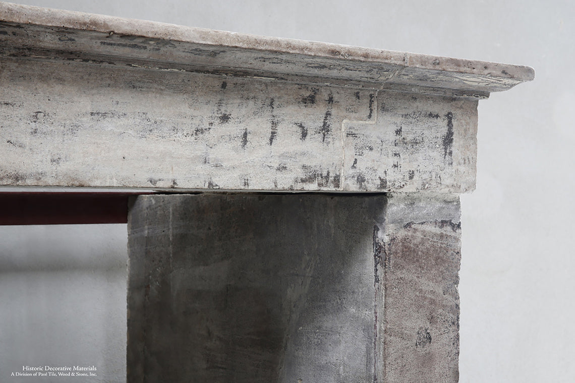 19th Century French Bourgogne Limestone Campagnarde Style Fireplace Mantel