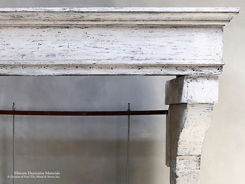 19th Century French Limestone Campagnarde Style Fireplace Mantel