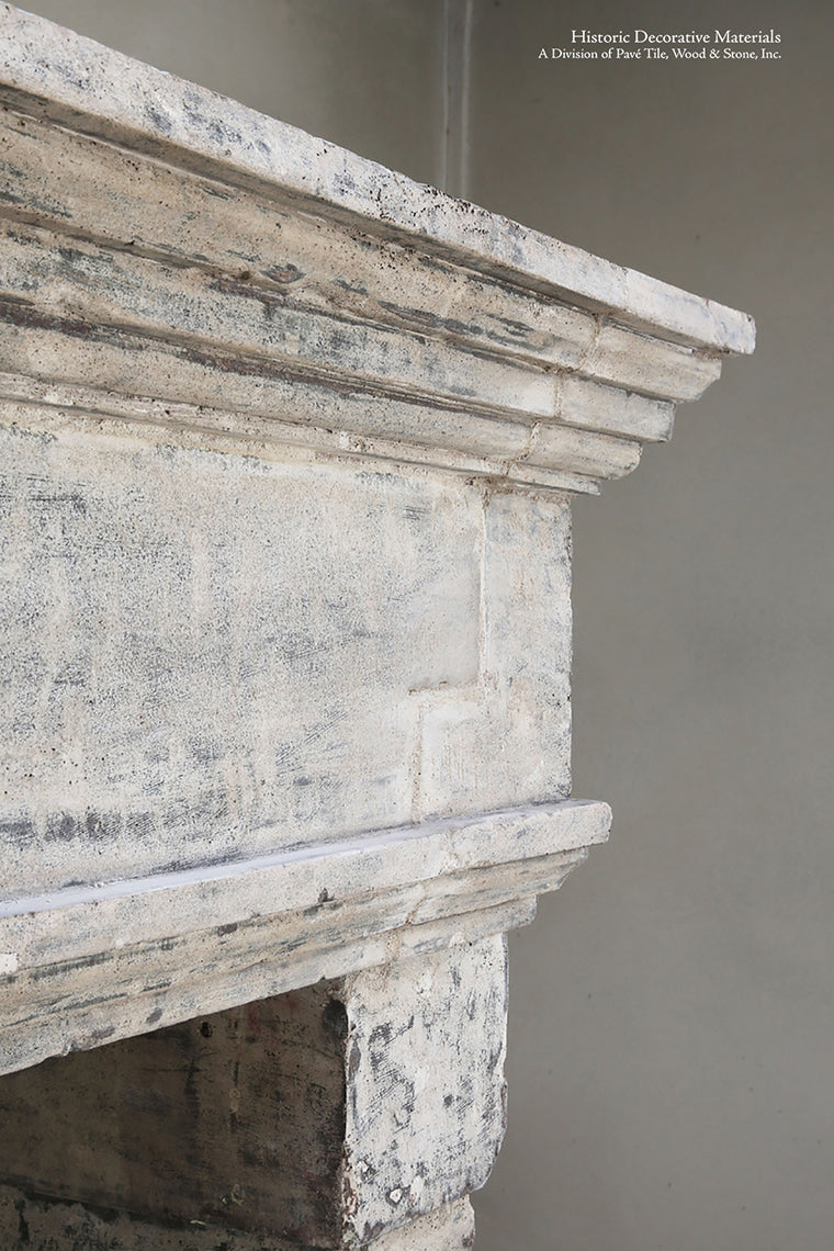 19th Century French Limestone Campagnarde Style Fireplace Mantel from Bourgogne, France