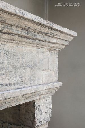 19th Century French Limestone Campagnarde Style Fireplace Mantel from Bourgogne, France
