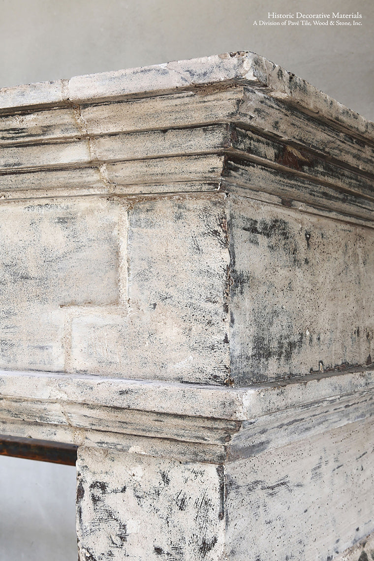 19th Century French Limestone Campagnarde Style Fireplace Mantel from Bourgogne, France