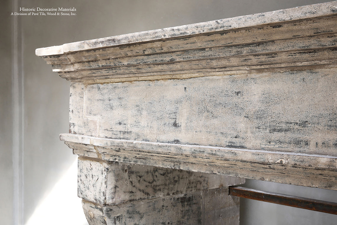 19th Century French Limestone Campagnarde Style Fireplace Mantel from Bourgogne, France