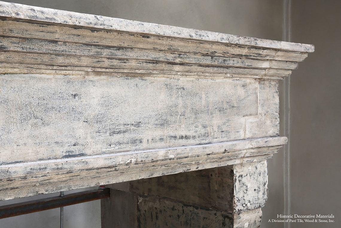 19th Century French Limestone Campagnarde Style Fireplace Mantel from Bourgogne, France