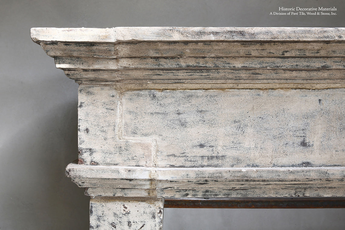 19th Century French Limestone Campagnarde Style Fireplace Mantel from Bourgogne, France