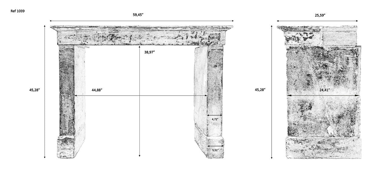 19th Century French Bourgogne Limestone Campagnarde Style Fireplace Mantel