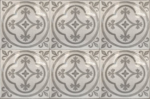 Carriage House English Encaustic Tile - English Rose on Vintage Warm White
